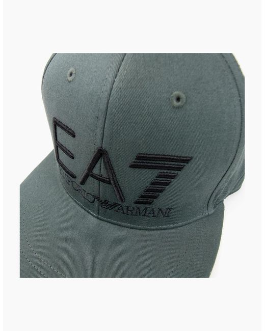 EA7 Blue Embroidered Logo Baseball Hat Forest Night for men