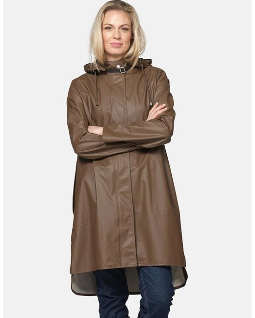 Ilse Jacobsen Brown Rain A-Line Rubberised Raincoat