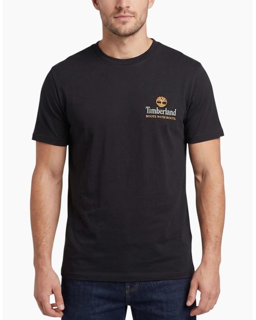 Timberland Black T Shirts Illustrated Tree Logo Summer Top for men