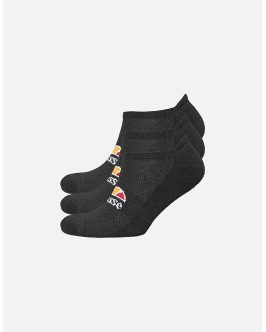 Ellesse Black Rebi 3 Pack Trainer Liner Socks for men
