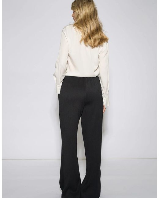 Gini London Black Textured Elasticated Waist Drawstring Trouser