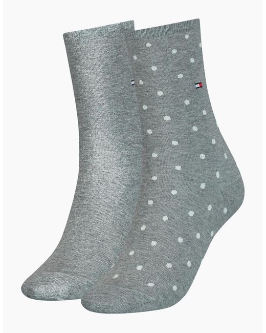 Tommy Hilfiger Gray 2-Pack Dots Pattern Socks, Middle Melange