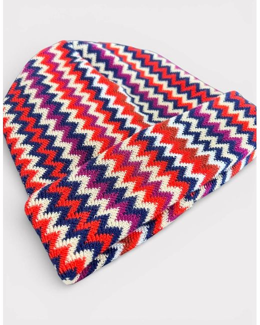 Missoni Red Zigzag Beanie Multi