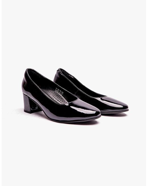 Hush Puppies Black Anna Leather Court Shoes Patent