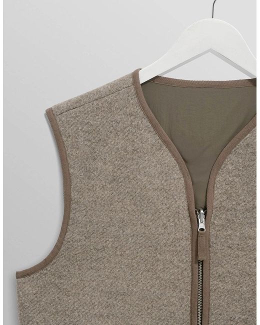 Wax London Gray Paragon Reversible Nylon/Wool Gilet for men