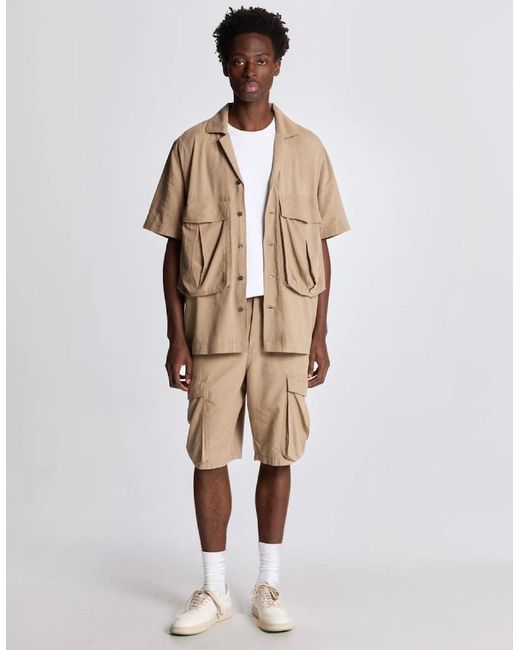 Lyle & Scott Natural Cotton Linen Cargo Shorts for men