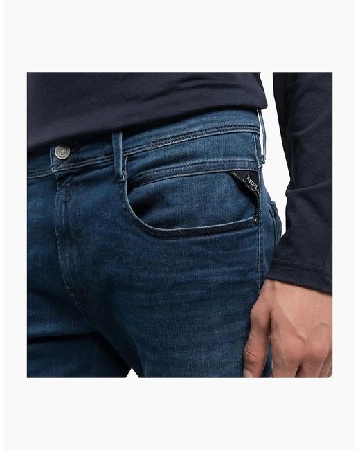 Replay Blue Hyperflex Anbass Slim Tapered Jeans for men