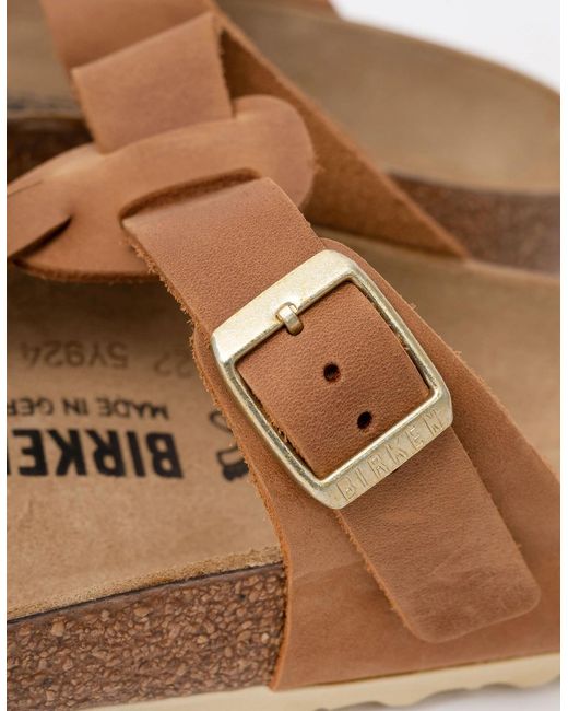 Birkenstock Gizeh Brown Braided Natural Oiled Leather Sandals