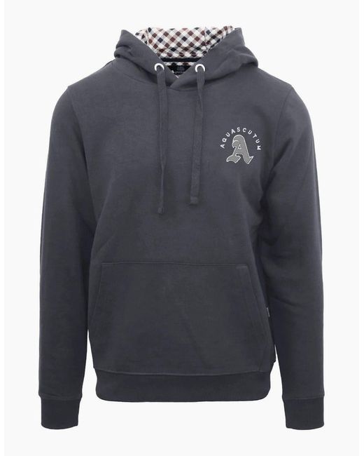 Aquascutum Gray Hooded Neck Long Sleeve Sweatshirt With Kangaroo Pocket for men