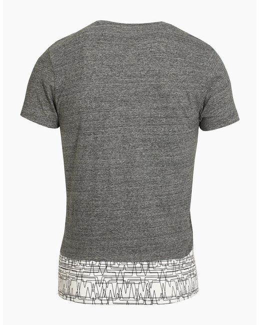 Bellfield Clothing Gray Asberg Splice T-Shirt With Linear Print for men
