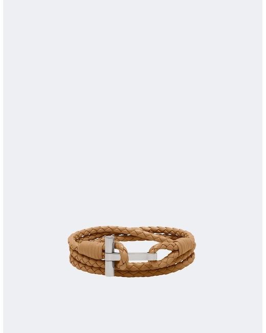 Tom Ford White Braided Leather Bracelet for men