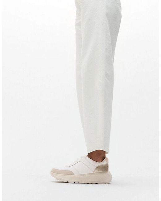 Fitflop White F-Mode Leather Trainers Urban/Platino