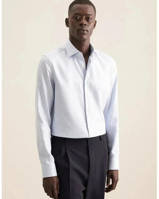 Seidensticker White Slim Fit No Iron New Kent Structured Business Shirt Light for men