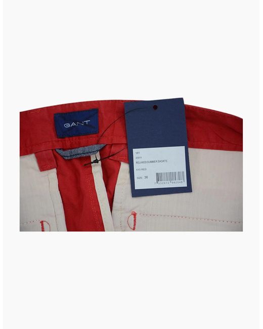Gant Red Chino Shorts Casual Cotton Knee Combat Summer Golf Half Pants Plain for men