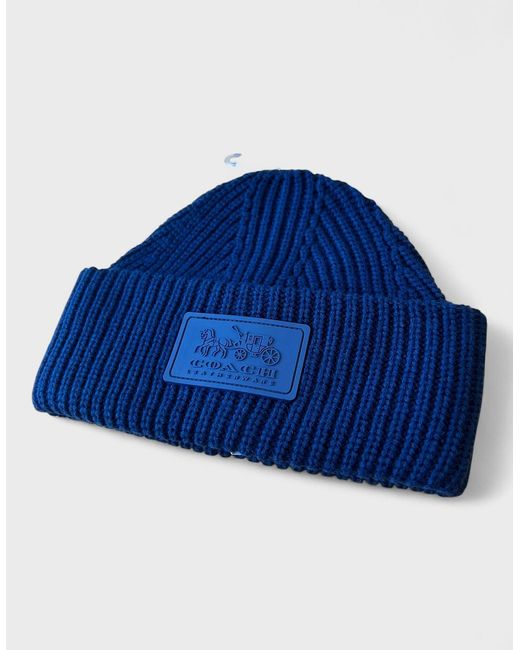 COACH Blue Patch Beanie True for men
