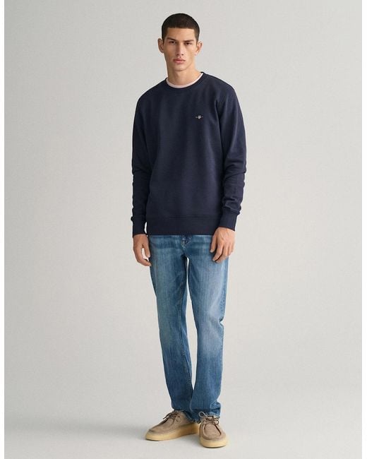 Gant Blue Regular Fit Shield Logo Crew Neck Sweatshirt for men