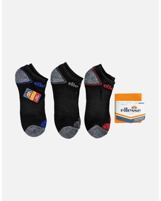 Ellesse Blue Low Cut Socks 3 Pack Regular Soft Cotton Gym Sports Trainer Socks for men