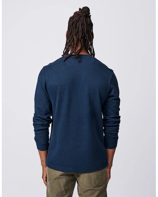 aubi Blue Anderson Interlock Long Sleeve T-Shirt for men