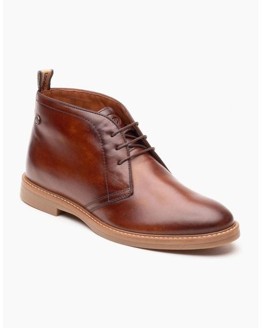 Base London Brown London Carlton Leather Tan Ankle Boots for men
