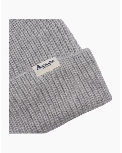 Aquascutum Gray Active Logo Light Melange Beanie Hat for men