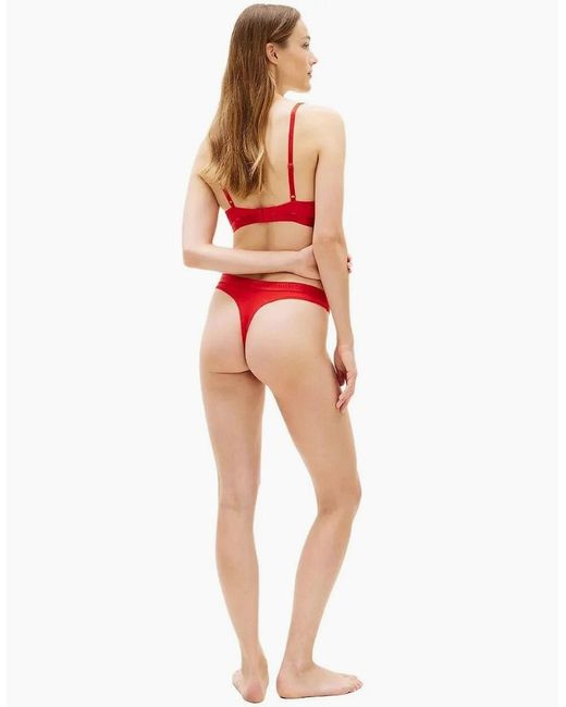 Tommy Hilfiger Red Repeat Logo Thong, Fireworks