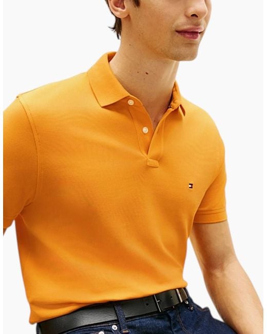 Tommy Hilfiger Orange Polo Shirts Golf Top