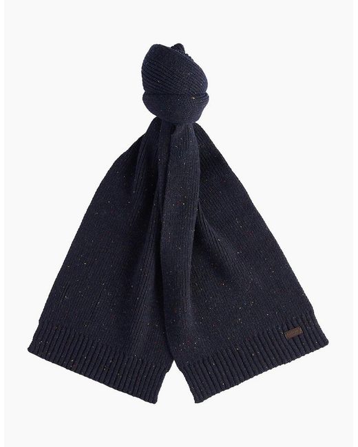 Barbour Blue Carlton Fleck Beanie & Scarf Set