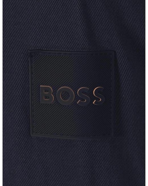 Boss Blue Lorum Cotton Zip Up Deep Overshirt for men