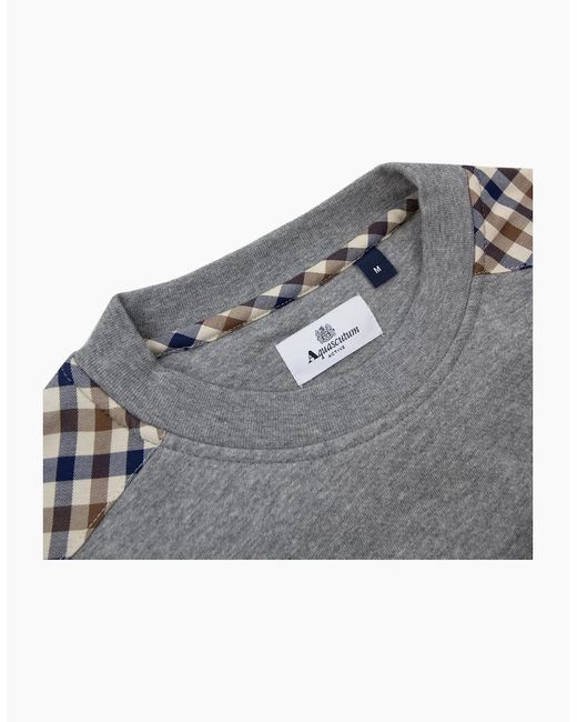 Aquascutum Gray Cc Shoulder Crewneck Fleece Dark Melange 53 for men