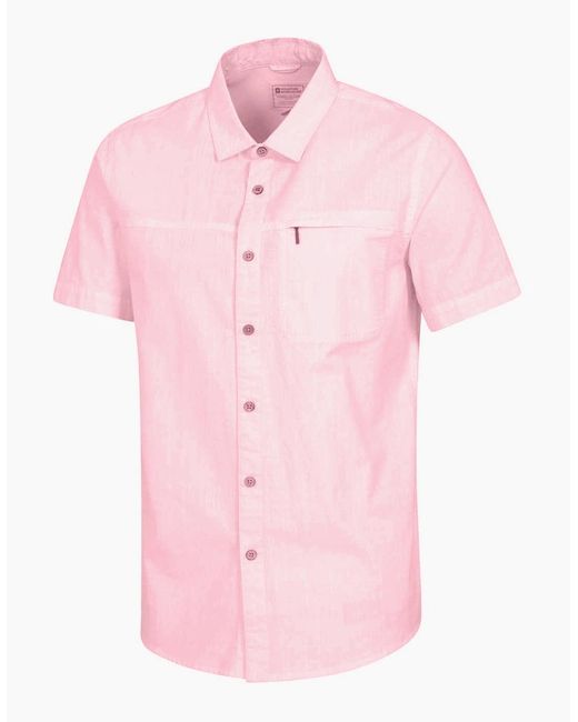 Mountain Warehouse Pink Coconut Slub Short-Sleeved Shirt for men