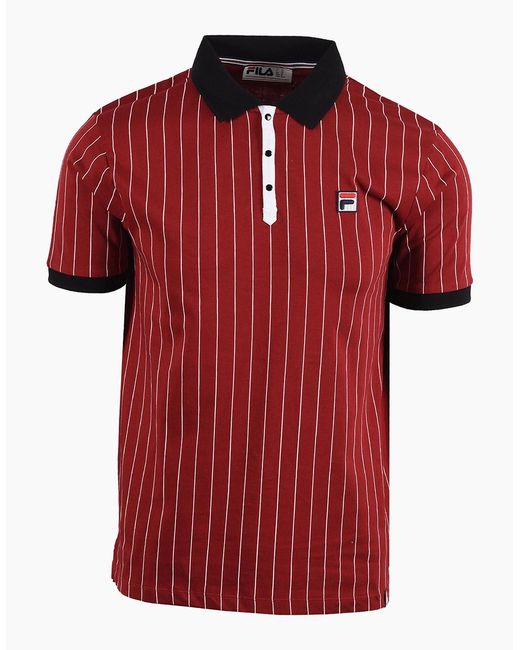 Fila Red Vintage Bb1 Classic Striped Polo Sundried Tomato for men