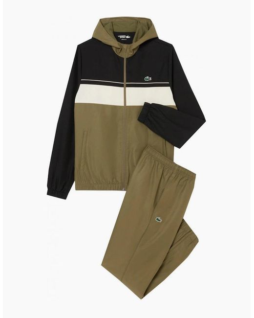 Lacoste Multicolor And Khaki Colour Block Tracksuit for men