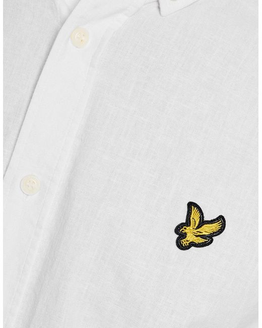 Lyle & Scott White Linen Blend Oxford Shirt for men