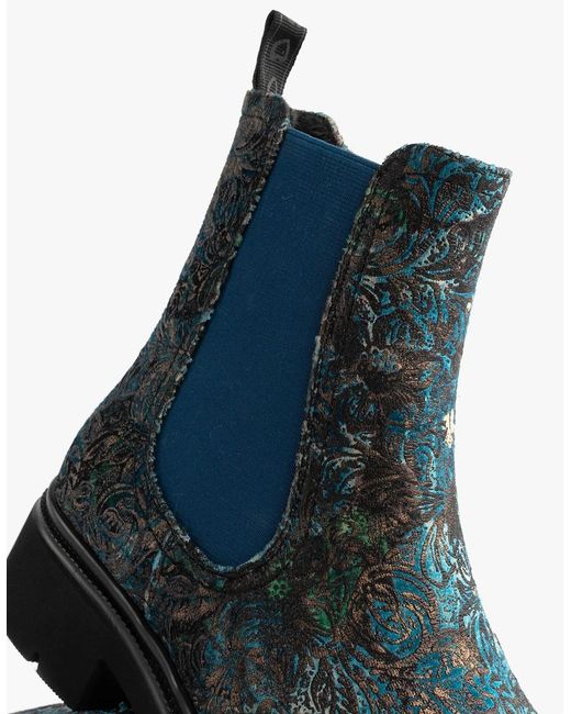 Heavenly Feet Blue Zeta Meadow Velour Chelsea Boots Velour