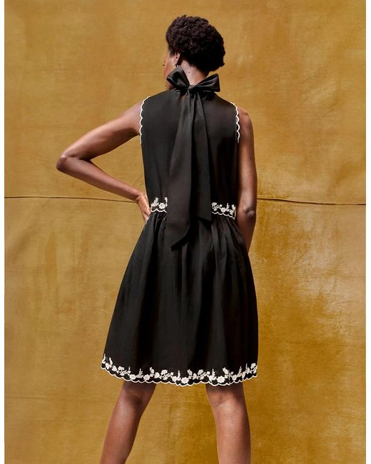 Ro&zo Black Embroidered Scallop Short Dress