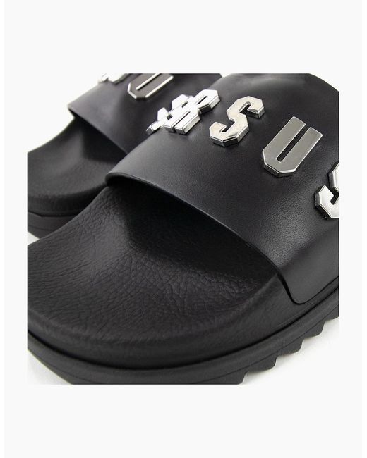 Versus  Black Versace Versus Rubber Sole Metal Logo Slider for men