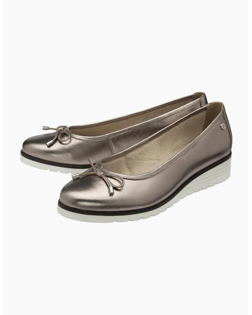 Lotus White Fernanda Low Wedge Ballerina Pumps
