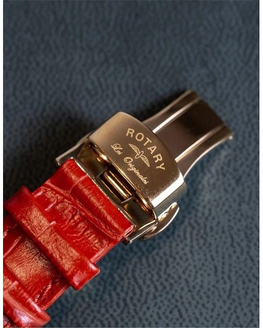 Rotary Red Les Originales Skeleton Alligator Leather Single Wrap Analogue Watch