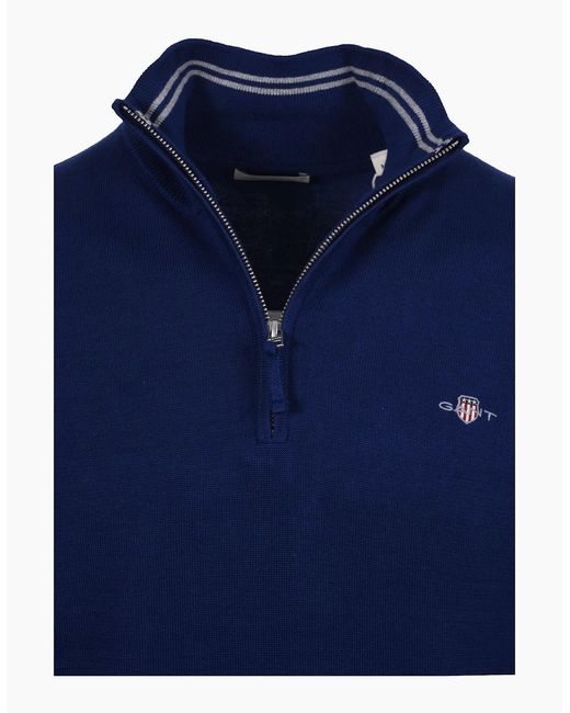 Gant Blue Classic Cotton Half Zip Rich for men