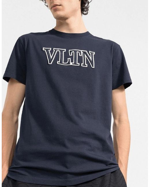 Valentino Blue Vltn Embroidery T-Shirt for men