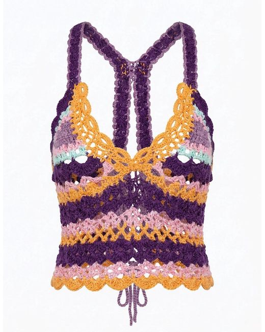 Oceanus Blue Crochet Crop Top