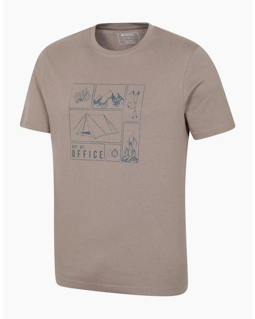 Mountain Warehouse Natural Camping Sketch Organic T-Shirt for men