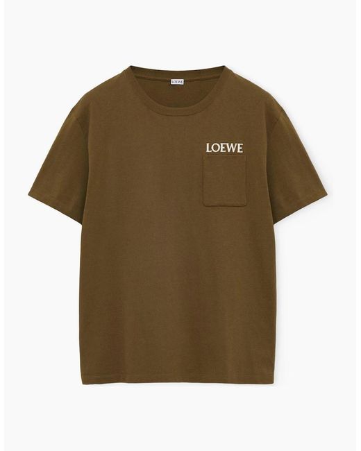 Loewe Green Pocket Embroidered Logo T-Shirt for men