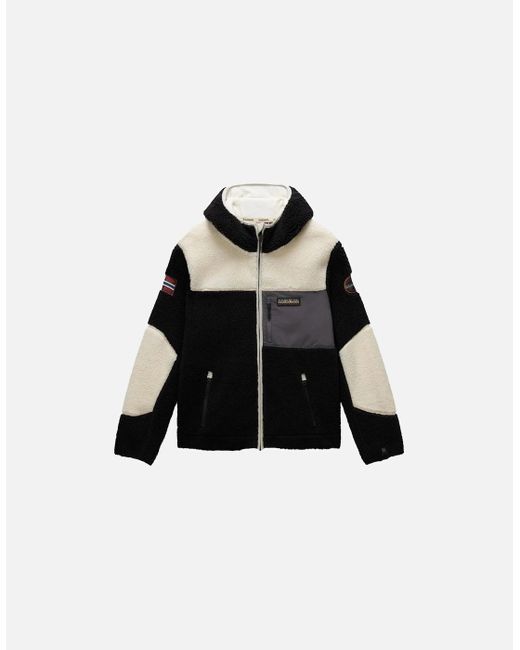 Napapijri Black Yupik Full Zip Fleece Hooded Jacket/Multi for men