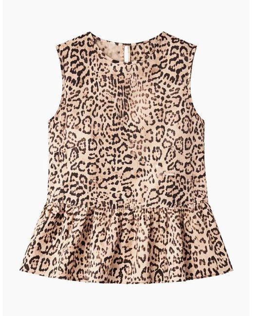 Ro&zo Brown Leopard Print Cotton Peplum Top