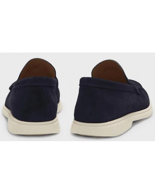 Boss Blue Sienne Moccasin Suede Loafers for men