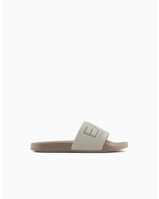EA7 White Maxi Logo Slide
