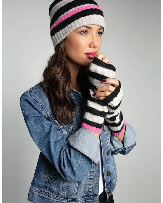 Nooki Design Blue Farah Knitted Stripe Beanie