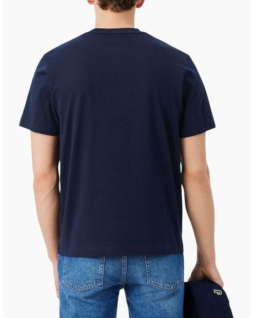 Lacoste Blue T Shirts Th7318 Classic Fit Crew Neck Short Sleeve Summer Tee for men