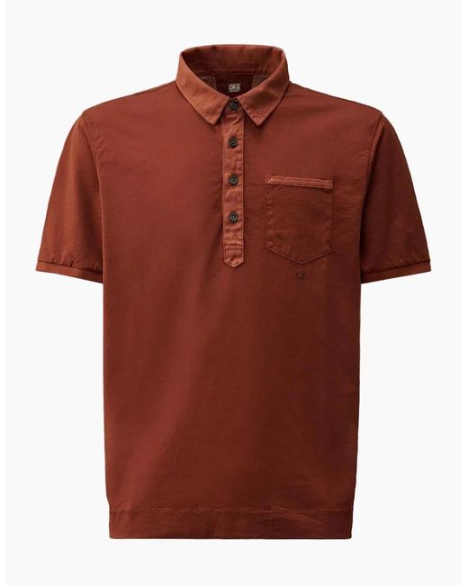 C P Company Red Micronet Jersey Pocket Polo Shirt for men